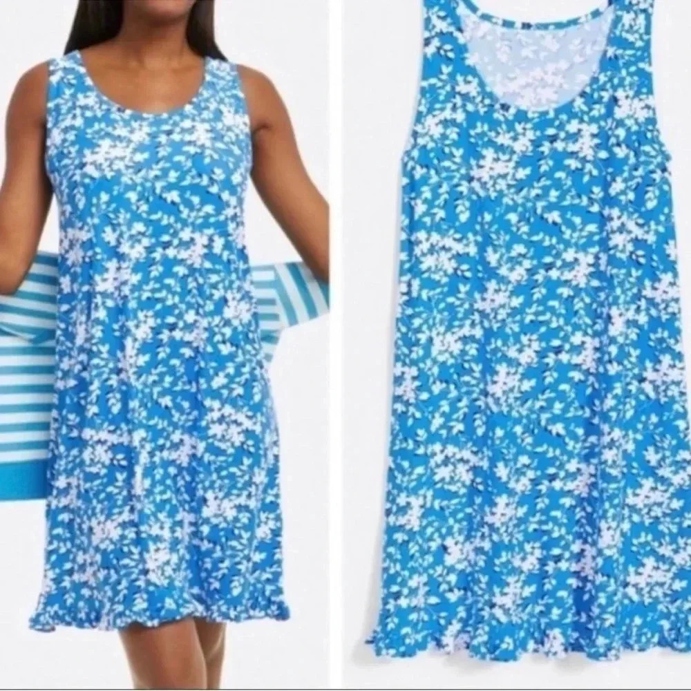 Draper James Blue Floral Sleeveless Dress Size S/M